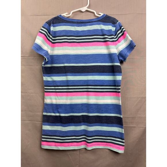 Cat & Jack Girls Striped V-Neck Short Sleeve Shirt, Size L (10/12) - Picture 3 of 6